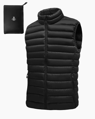 WHN Men's Puffer Vest Outerwear Lightweight Warm Winter Packable Insulated Zipper Sleeveless Jacket for Golf Running in Saudi Arabia