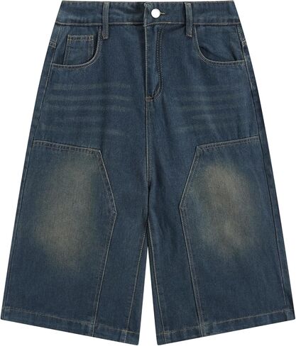 Vamtac Streetwear Baggy Jorts Mens Y2k Denim Shorts Vintage Washed Wide Leg Jeans Short Casual Summer Trendy Outfits in Saudi Arabia