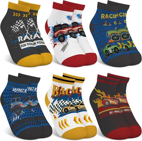 6 Pairs Kids Boys Ankle Socks Low Cut Cartoon Funny Crazy Funky socks Breathable No Show Socks aged for 2-11 Years in Saudi Arabia