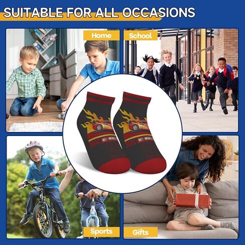 6 Pairs Kids Boys Ankle Socks Low Cut Cartoon Funny Crazy Funky socks Breathable No Show Socks aged for 2-11 Years in Saudi Arabia