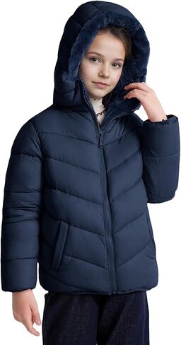 solomate Girls Winter Coats with Hood - 6-14Y Revisable Girls' Outerwear Puffer Jackets & Coats for Kids in Saudi Arabia