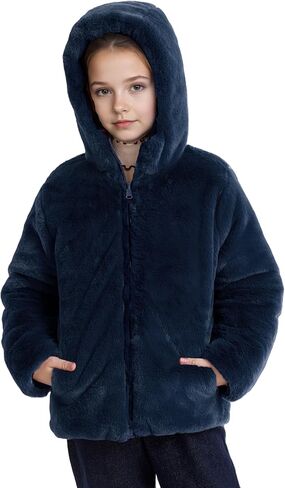solomate Girls Winter Coats with Hood - 6-14Y Revisable Girls' Outerwear Puffer Jackets & Coats for Kids in Saudi Arabia