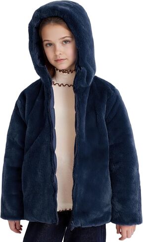 solomate Girls Winter Coats with Hood - 6-14Y Revisable Girls' Outerwear Puffer Jackets & Coats for Kids in Saudi Arabia