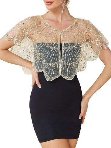 1920s Shawl Wraps for Women, Sequin Beaded Shawls and Wraps for Evening Dresses Party in Saudi Arabia