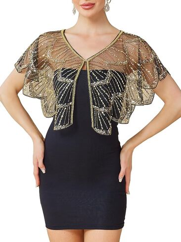 1920s Shawl Wraps for Women, Sequin Beaded Shawls and Wraps for Evening Dresses Party in Saudi Arabia