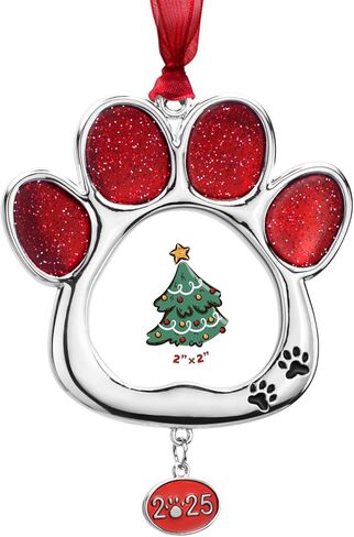 Christmas Tree Ornament Picture Frame Holiday Keepsake Gift Home Decor Christmas Decorations Xmas Gifts Pendant with 2.5" Photo Frame Insert (Golden 2024) in Kuwait