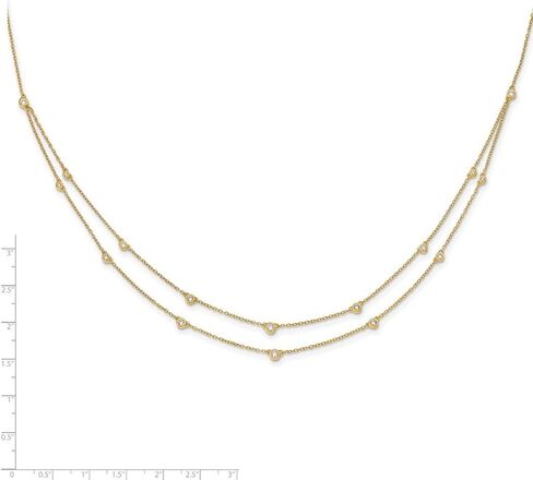 JewelryWeb 3mm 14k الصلبة الذهب الأصفر الماس متعدد محطة مزدوجة حبلا قلادة ستراند قلادة للنساء in Kuwait