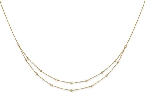 JewelryWeb 3mm 14k الصلبة الذهب الأصفر الماس متعدد محطة مزدوجة حبلا قلادة ستراند قلادة للنساء in Kuwait