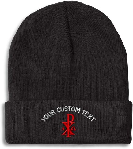 Beanies for Men Chi Rho with Alpha Omega Skull Cap Winter Hats Women Acrylic One Size in Saudi Arabia