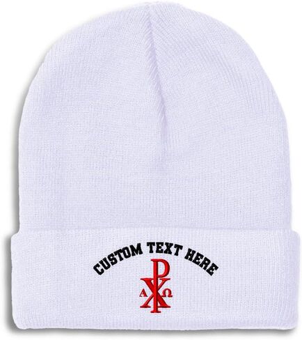 Beanies for Men Chi Rho with Alpha Omega Skull Cap Winter Hats Women Acrylic One Size in Saudi Arabia