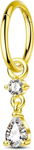 COCHARM Clicker Belly Button Rings 14G Gold Plated Belly Navel Rings for Women Dangle Navel Piercing Jewelry Stainless Steel 8/10MM in Saudi Arabia