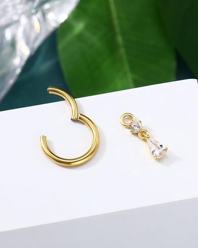 COCHARM Clicker Belly Button Rings 14G Gold Plated Belly Navel Rings for Women Dangle Navel Piercing Jewelry Stainless Steel 8/10MM in Saudi Arabia