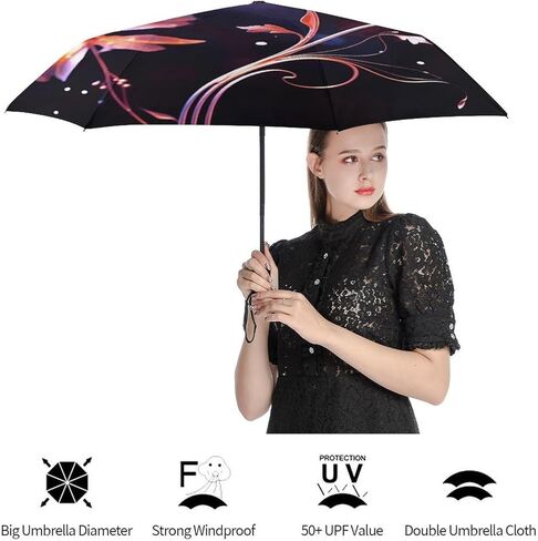 Portable High-density carbon steel structure Portable Travel Umbrella Windproof 3‑Fold Smooth Auto Open Compact Protective in Saudi Arabia