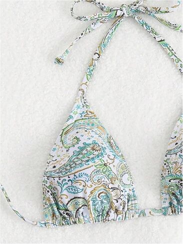 Milumia Women's Floral Print Triangle Bikini Top Boho Halter String Bathing Suit Tops in Saudi Arabia