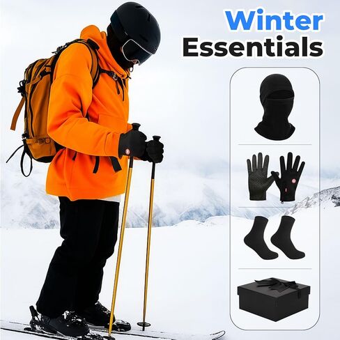 4 Pieces Winter Balaclavas Gloves Sets Windproof Warm Face Mask Heated Socks Waterproof Touchscreen Gloves Cold Weather Gift for Women Ski Outdoor Anti-slip Thermal Socks in Saudi Arabia