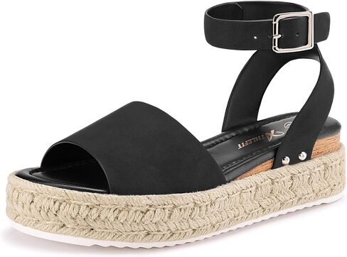 Athlefit Women's Platform Espadrille Wedge Sandals Comfortable Open Toe Buckle Sandals for Summer Casual in Kuwait