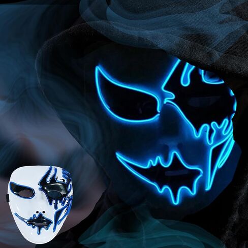Halloween Purge Mask Led Light Up Scary Glowing Masks for Festival Party Gifts Couple Mask, Red 1pc in Kuwait
