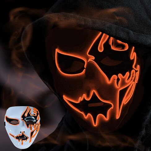 Halloween Purge Mask Led Light Up Scary Glowing Masks for Festival Party Gifts Couple Mask, Red 1pc in Kuwait