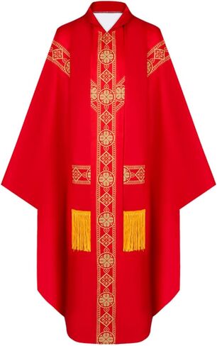 TOONRAIN الكاهن الأنيق المحتفل Chasuble - فساتين جماعية للكنيسة الكاثوليكية مع شرابة، رداء رجال الدين in Saudi Arabia