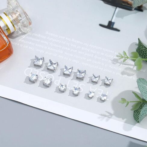 NEWITIN 6 Pairs Stainless Steel Magnetic Stud Earrings for Men Clip on Earring Magnetic Earring Unisex Non Piercing CZ Magnet Studs Diamond Earrings for Women Men in Saudi Arabia