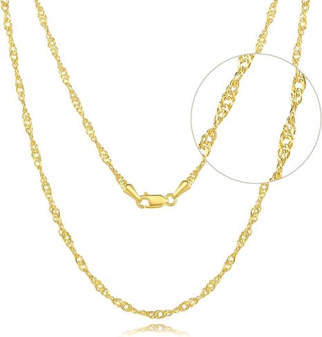 2MM 14K Gold Chain for Women Cute Thin Golden Chain for Men Dainty Gold Necklace for Women Non Tarnish Singapore Twist Chains Strength Meets Style Golden Jewelry for Womens 16-24IN in Kuwait
