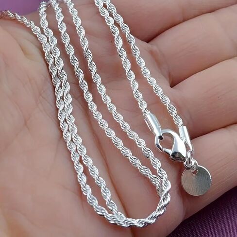 Elegant Twist Chain Necklace for Women & Men – Gorgeous Silver Color Dainty & Sturdy 2.3mm Chain in 18/20/22/24/26/28 Inch Lengths in Saudi Arabia