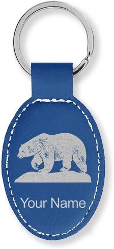 LaserGram Oval Keychain, Polar Bear, Personalized Engraving Included in Kuwait