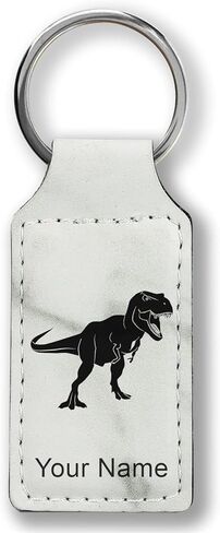LaserGram Rectangle Keychain, Tyrannosaurus Rex Dinosaur, Personalized Engraving Included (Light Brown) in Kuwait