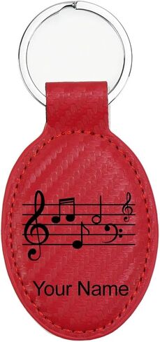 LaserGram Oval Keychain, Music Staff, Personalized Engraving Included in Saudi Arabia