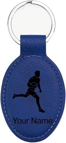 LaserGram Oval Keychain, Rugby Player, Personalized Engraving Included (Carbon Fiber Bronze) in Saudi Arabia