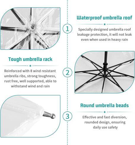 Transparent Folding Wedding Umbrella, 8 Ribs, Windproof, Manual Open/Close Transparent Umbrella for Photographers in Saudi Arabia