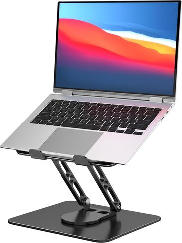 Laptop Stand for Desk Adjustable Computer Stand with 360 Rotating Base Ergonomic Laptop Riser Mount for Desk Foldable Protable Computer Desk Fits with MacBook Pro Air, Round in Saudi Arabia