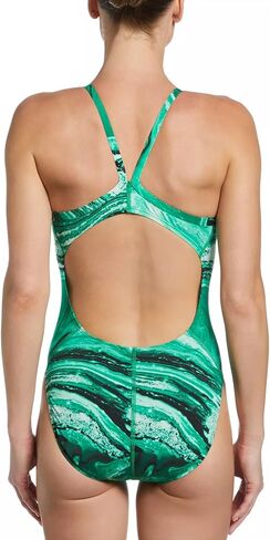 Nike Women's Hydrastrong Crystal Wave Racerback Swim Suit, Green 32 in Saudi Arabia