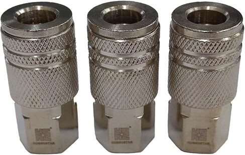 COSMOSTAR Industries Steel 1/4" FFNPT Air Coupler 10 Pieces - 1/4 Inch Flow Size and 1/4" NPT Female Thread, Industrial Type Quick Connect Coupler (1/4" CFNPT, 10 PCS) in Kuwait