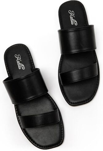 صندل نسائي مسطح من Katliu بحزامين مفتوح عند الأصابع in Kuwait