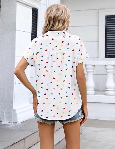 Zeagoo Womens Button Down Shirt Short Sleeve Blouse V Neck Dressy Casual Business Work Tops with Pocket S-XXL in Saudi Arabia