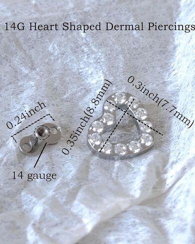 Titanium Dermal Piercings with Heart-Shaped Anchor Top Jewelry 14 Gauge 1 Piece in Saudi Arabia