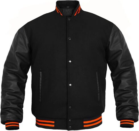 Women Varsity Jacket Genuine Leather Sleeve and Wool Blend Letterman Ladies Girls College Varsity Jackets in Saudi Arabia