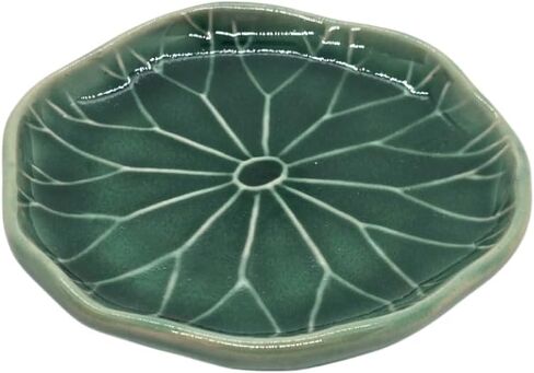 Tiny 4⅜" Green Leaf Shaped Tray - Handmade Ceramic Porcelain Decorative Plate Dish Catchall Miniature Container for Jewelry Personal Items Incense Holders Ashtray Décor Gifts in Saudi Arabia