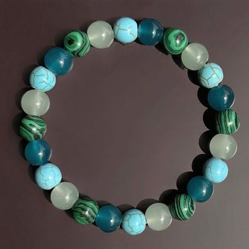 Anxiety Stress Relief Bracelets for Women Men Malachite Tianhe Stone Watermelon Crystal Blue Turquoise Natural Stones Handmade Gemstone Elastic Healing Yoga Beads Bracelet Spiritual Jewelry Gifts in Saudi Arabia
