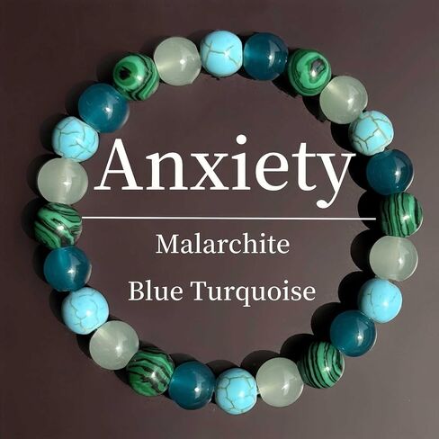 Anxiety Stress Relief Bracelets for Women Men Malachite Tianhe Stone Watermelon Crystal Blue Turquoise Natural Stones Handmade Gemstone Elastic Healing Yoga Beads Bracelet Spiritual Jewelry Gifts in Saudi Arabia