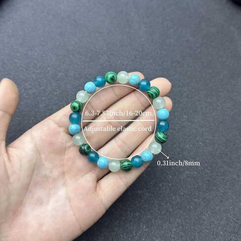 Anxiety Stress Relief Bracelets for Women Men Malachite Tianhe Stone Watermelon Crystal Blue Turquoise Natural Stones Handmade Gemstone Elastic Healing Yoga Beads Bracelet Spiritual Jewelry Gifts in Saudi Arabia