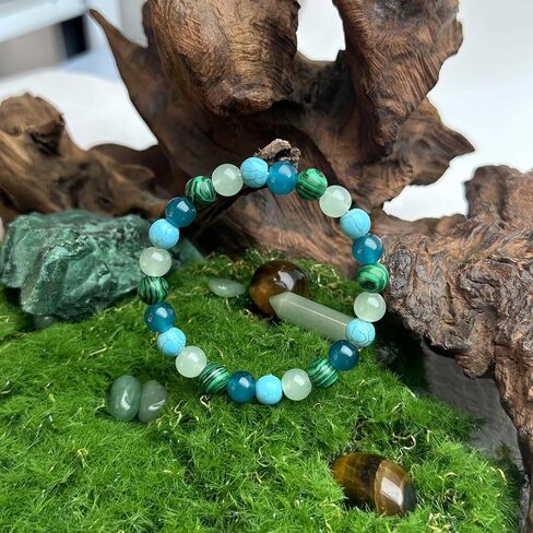 Anxiety Stress Relief Bracelets for Women Men Malachite Tianhe Stone Watermelon Crystal Blue Turquoise Natural Stones Handmade Gemstone Elastic Healing Yoga Beads Bracelet Spiritual Jewelry Gifts in Saudi Arabia