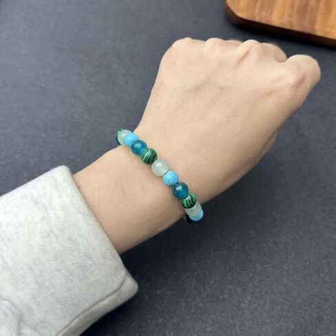 Anxiety Stress Relief Bracelets for Women Men Malachite Tianhe Stone Watermelon Crystal Blue Turquoise Natural Stones Handmade Gemstone Elastic Healing Yoga Beads Bracelet Spiritual Jewelry Gifts in Saudi Arabia