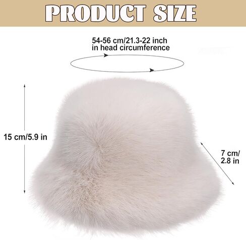 Women’s Fuzzy Faux Fur Bucket Hat Winter Warm Furry Hat Wide Brim Fisherman Cap in Saudi Arabia