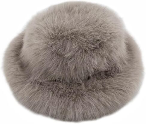 Women's Fuzzy Wide Brim Faux Fur Bucket Hat Winter Warmer Fisherman Cap Russian Hats in Saudi Arabia