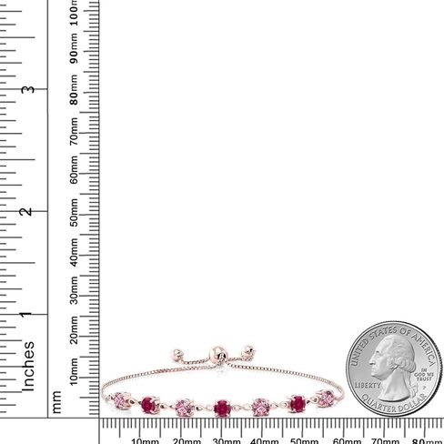 Gem Stone King 18K Rose Gold Plated Silver Pink Lab Grown Diamond and Red Created Ruby Infinity Links Bracelet For Women (2.64 Cttw, Round 4.5MM, Fully Adjustable Up to 9 Inch) in Saudi Arabia