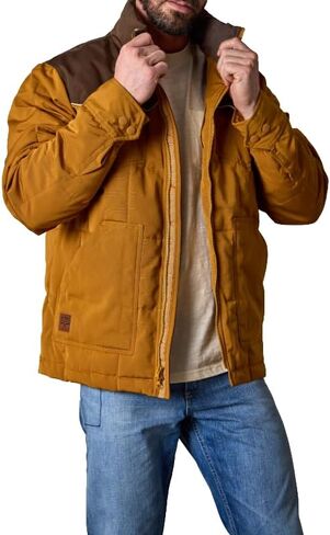 Kimes Ranch Colt Men’s Quilted Puffer Jacket, Western Yoke, Color-Blocked Design with Leather Patch in Saudi Arabia