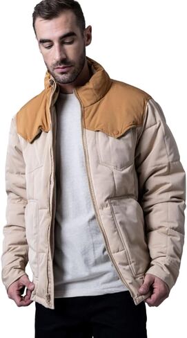 Kimes Ranch Colt Men’s Quilted Puffer Jacket, Western Yoke, Color-Blocked Design with Leather Patch in Saudi Arabia