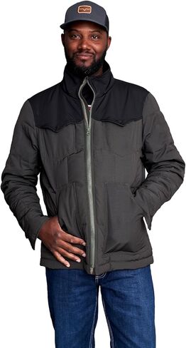 Kimes Ranch Colt Men’s Quilted Puffer Jacket, Western Yoke, Color-Blocked Design with Leather Patch in Saudi Arabia